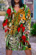 Green Casual Street Animal Print Pocket Contrast V Neck Printed Plus Size Dresses