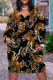 Black Casual Street Animal Print Pocket Contrast V Neck Printed Plus Size Dresses
