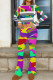 Multi-color Casual Print Patchwork O Neck Long Sleeve Two Pieces