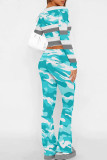 Red Casual Print Patchwork O Neck Long Sleeve Two Pieces