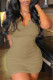Brownness Sexy Solid Patchwork V Neck A Line Dresses