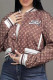 Light Brown Casual Letters Embroidered Patchwork Zipper Zipper Collar Outerwear