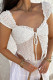 White Sexy Solid Color Lace Patchwork Asymmetrical Collar Tops