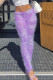 Purple Casual Patchwork Skinny Mid Waist Pencil Patchwork Bottoms