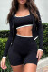 Black Casual Patchwork Zipper Zipper Collar Long Sleeve Two Pieces