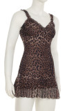 Brown Sexy Leopard Print Patchwork Backless Ruffled Trim Asymmetrical Collar Printed Dresses