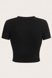 Black Casual Print Patchwork O Neck T-Shirts