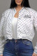 White Casual Letters Embroidered Patchwork Zipper Zipper Collar Outerwear
