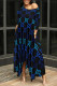 Blue Black Casual Street Letter Print Cartoon Pocket Irregular Contrast O Neck Irregular Dresses