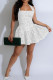 White Sexy Patchwork Backless Halter A Line Dresses