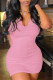 Pink Sexy Solid Patchwork V Neck A Line Dresses