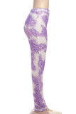 Purple Casual Patchwork Skinny Mid Waist Pencil Patchwork Bottoms