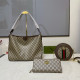 Khaki Casual Street Stripe Letters Patchwork Bags