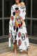 White Casual Street Letter Print Cartoon Pocket Irregular Contrast O Neck Irregular Dresses
