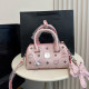 Pink Casual Daily Letters Patchwork Zipper Contrast Bags