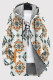 White Orange Casual Print Patchwork Zipper Fluffy Hooded Outerwear