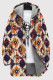 Purple Orange Casual Print Patchwork Zipper Fluffy Hooded Outerwear