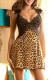 Leopard Print Sexy Leopard Print Lace Patchwork See-Through Lingerie