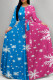 Blue Pink Casual Print Patchwork Strap Design O Neck Long Dresses