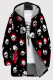 Black Red Casual Print Patchwork Zipper Fluffy Hooded Outerwear