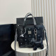 Black Casual Street Letters Patchwork Contrast Bags