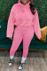 Pink Casual Solid Color Buttons Patchwork Mandarin Collar Long Sleeve Two Pieces