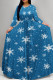 Blue Casual Print Patchwork Strap Design O Neck Long Dresses