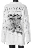 White Casual Solid Color Hollow Out Patchwork O Neck Tops