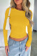 Yellow Casual Solid Color Patchwork O Neck Tops