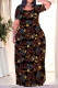 Brown Casual Street Chain print Pocket Contrast O Neck Printed Dresses