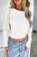 White Casual Solid Color Patchwork O Neck Tops