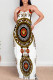 White Sexy Animal Print Letters Chain print Contrast V Neck Printed Dresses
