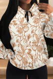 White Casual Street Floral Print Butterfly Draw String Pocket Contrast Hooded Tops