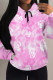 Purple Casual Daily Floral Print Draw String Pocket Contrast Hooded Tops
