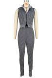 Apricot Casual Stripe Patchwork Zipper Zipper Collar Two Pieces