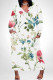 Turquoise Elegant Floral Print Pocket Contrast V Neck Printed Plus Size Dresses