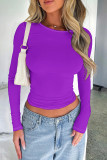 Red Casual Solid Color Patchwork O Neck Tops