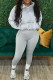 Grey Casual Solid Color Pocket Buttons Patchwork Zipper Turndown Collar Long Sleeve Two Pieces