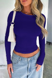 Red Casual Solid Color Patchwork O Neck Tops