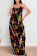 Black Sexy Animal Print Letters Chain print Contrast V Neck Printed Dresses