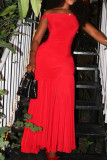Black Elegant Solid Color Patchwork Backless Off Shoulder Long Dresses