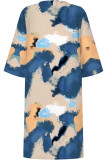 Black Casual Floral Print Contrast V Neck Printed Dresses