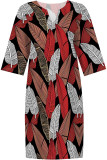 Black Casual Floral Print Contrast V Neck Printed Dresses