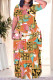 Orange Casual Street Chain print Pocket Contrast O Neck Printed Dresses