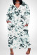 White Blue Casual Daily Floral Print Pocket Contrast V Neck Printed Plus Size Dresses