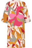 Black Casual Floral Print Contrast V Neck Printed Dresses