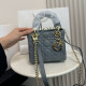 Blue Gray Daily Solid Color Metal Accessories Trim Texture Bags