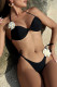 Black Sexy Strap Design Flower Shape Swimwears