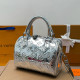Silver Casual Daily Letters Zipper Embossed Bags