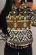 Coffee Casual Street Figure Print Draw String Pocket Hooded Tops